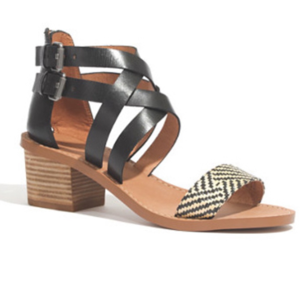 madewell lora woven strappy block heel sandals